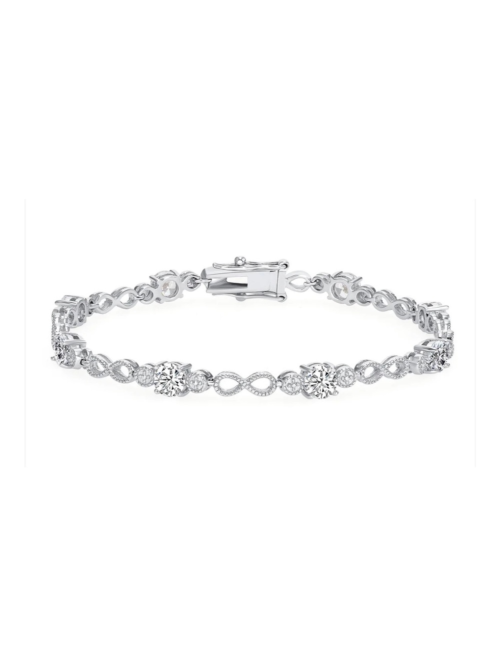 New Sterling Silver Infinity CZ Sterling silver Bracelet 7.5 inches